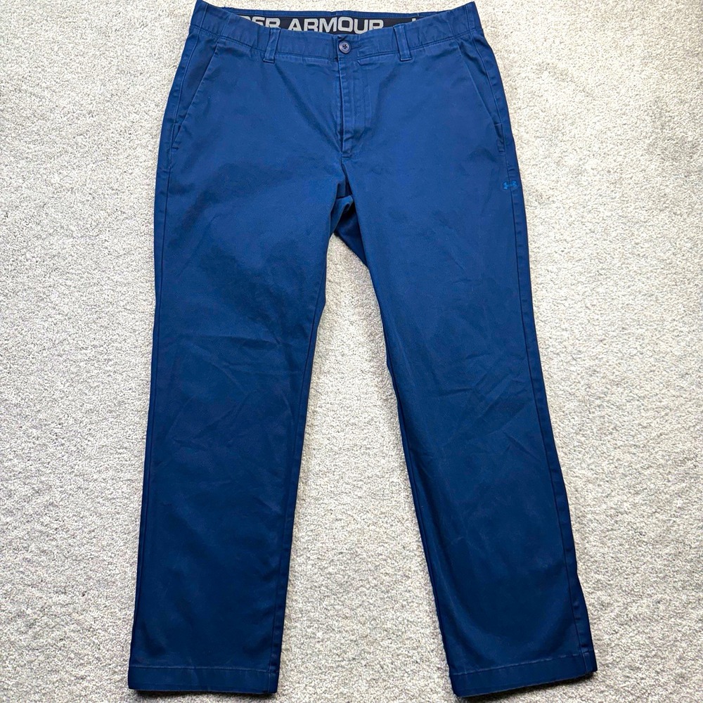 Under Armour Men Match Play Golf Chinos Pants Blue Size 36x30 Stretch 1306325